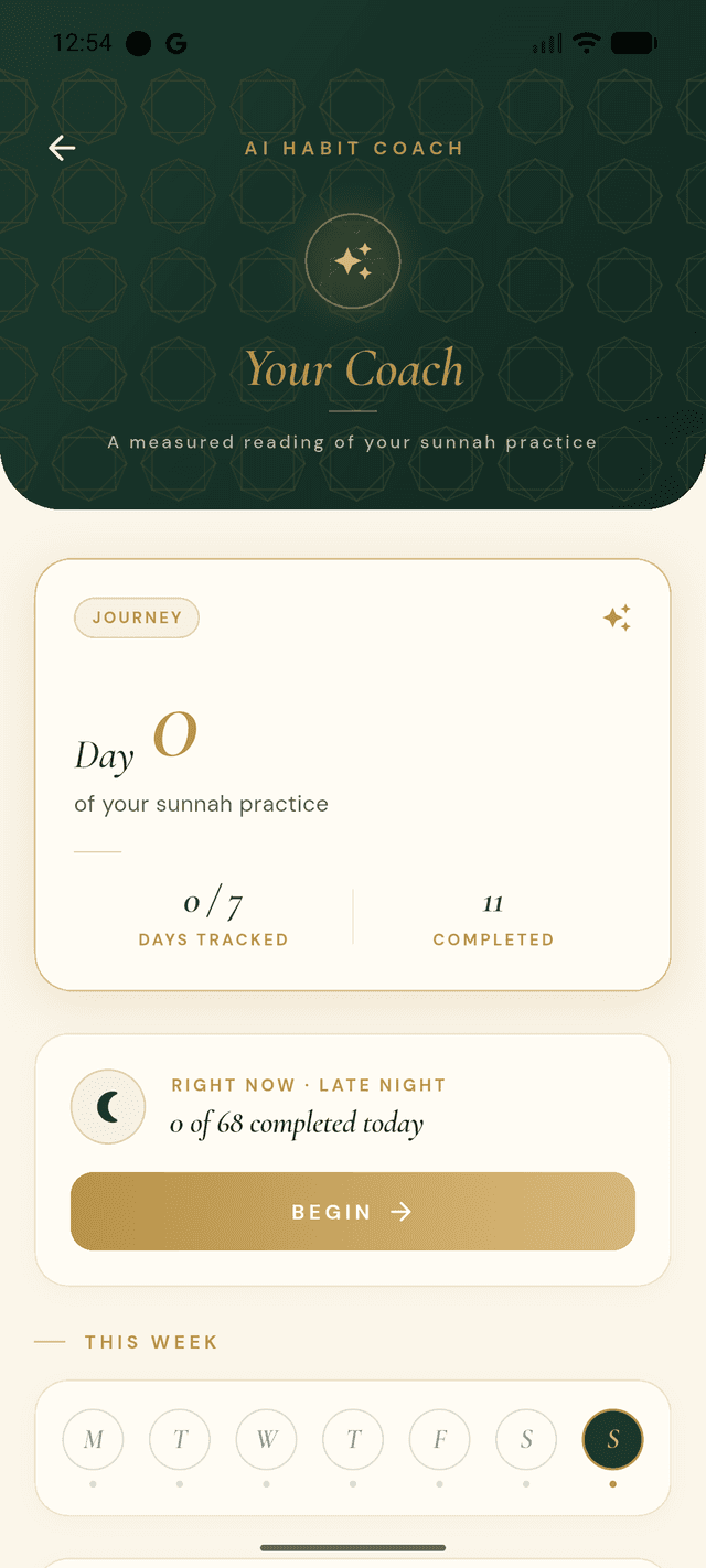 AI Habit Coach screen with weekly pulse